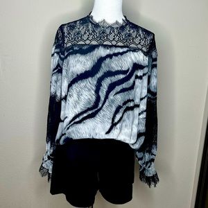 WHBM | Tiger Print & Lace Blouse